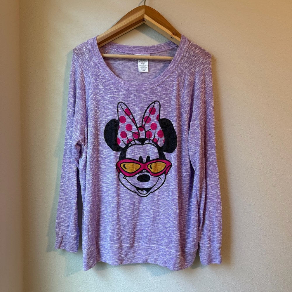 Disney Parks Authentic Original Lavender Minnie Mouse Long Sleeve Tee 2X/XXL POR